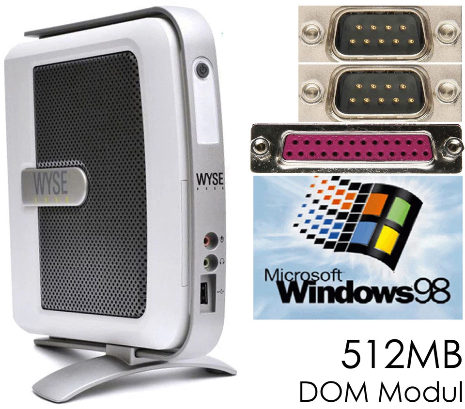 MINI-PC WYSE V90 MIT 12V NETZTEIL 2x RS-232 LPT VOM 12V AKKU MÖGLICH WINDOWS 98 - Bild 1 von 4