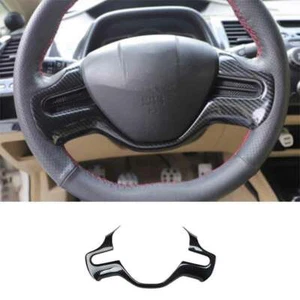 For Honda Civic 8th 2006-2011 Carbon Fiber Steering Wheel Panel Cover Trim 1pcs - Imagen 1 de 5