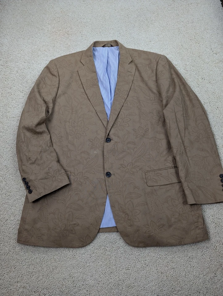 Abrigo deportivo Tasso Elba Island para hombre 46R marrón lino algodón traje chaqueta blazer tostado Foto 1 de 4