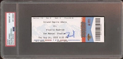 Druw Jones Signed 1st Pro HR Full Ticket Stub 8/24/2023 Psa/Dna GEM MINT 10 AUTO - Image 1 of 2