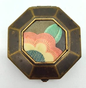 Art Deco Pulver dreifach faltbar achteckig Blume kompakt 1920er Jahre antik Vintage - Bild 1 von 6