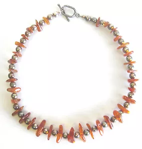 Fabuloso COLLAR DE COLECCIÓN DE CUENTAS DE LEY CON CHIP DE MIEL ÁMBAR 925 - Imagen 1 de 2
