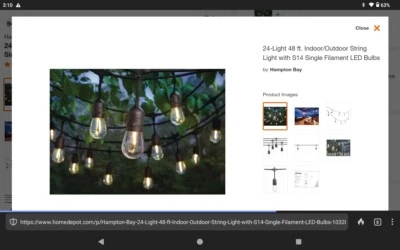 Hampton Bay 48ft LED Plug-In String Lights 182C-24-24-B (Open Box/New) - Image 1 of 4