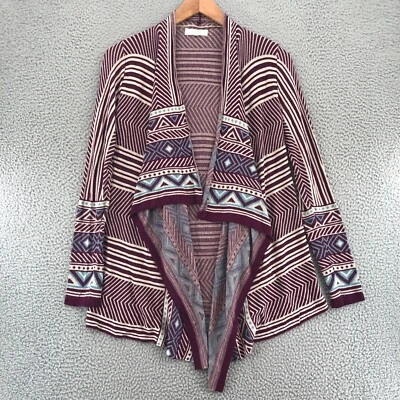 UMGEE Sweater Womens Small Purple Striped Open Cardigan Knit Stretch Everyday - Image 1 of 4