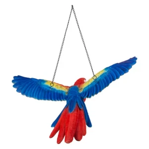 Scarlet Parrot Flying Garden Statue Outdoor Indoor Lightweight Polyresin Durable - Picture 1 of 3