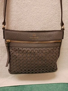 Kate Spade Gray Leather Crossbody Bag 9x9"46" Adj. strrap EXCELLENT NWOT - Picture 1 of 16