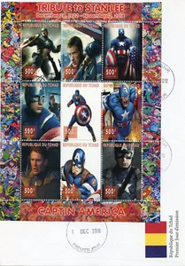 Chad 2018 FDC Captain America Stan Lee Superheroes 9v M/S Cover Comics Stamps - Picture 1 of 1