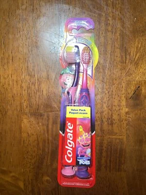 Colgate Kids Toothbrush DreamWorks Trolls Value Pack Fun Suction Cups 2 Brushes - Image 1 of 2