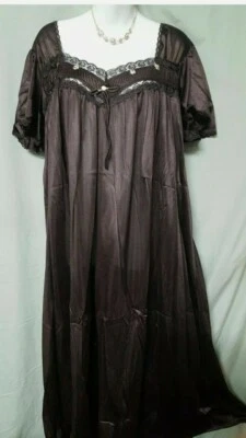 Comfort Choice Brown Nightgown  Long Short Sleeve  NYLON  SIZE 1X 56" BUST - Image 1 of 4