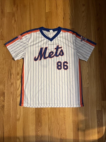 NY METS Baseball Replica 1986 World Series Pinstripe Jersey White XL -Never Worn Cover