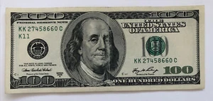 2006 A Series $100 Bill S# KK 27458660 C - Picture 1 of 2