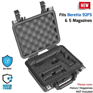 Estuche de viaje rígido apto para cargadores de pistola Beretta 92FS caja fuerte impermeable para pistola - Imagen 1 de 5