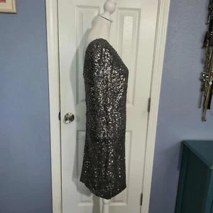 Lauren Conrad Women S Gray Sequin Dress 3/4 Sleeve Formal Cocktail NYE Party - Picture 1 of 9