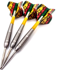 21g 90% Tungsten Darts Set with Dart Barrels, Dart Stems + Rasta Dart Flights - Picture 1 of 15