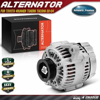 Alternador para Toyota 4Runner Tundra Tacoma 2000-2004 3,4 L 80 A/12 V CW 4 ranuras Foto 1 de 4