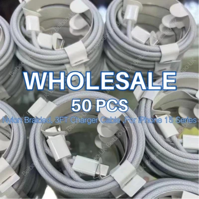 50 Wholesale 60W USB C to USB-C Cable Fast Charge Cord For iPhone15/Samsung/iPad - Image 1 of 4