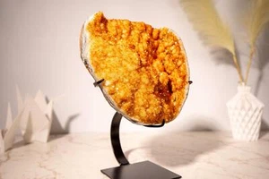 Orange Citrine Cluster with Galaxy Druzy Stalactite Flowers 16 Lb - Picture 1 of 10