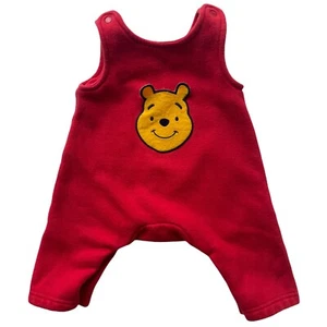 Vintage Disney Store Overalls Baby size 3M Red Winnie the Pooh Classic Jumper - Picture 1 of 10