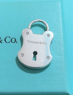 ciondolo tiffany Lucchetto 4 Diamanti Vintage - Immagine 1 di 4