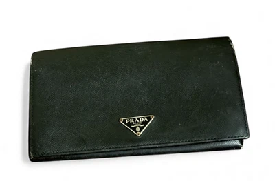 Authentic Prada Large Saffiano Leather Long Flap Large Wallet Black - Image 1 of 4