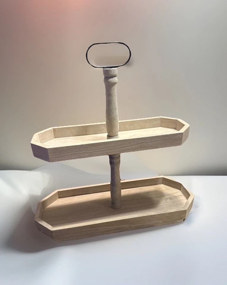 Bandeja de madera de 2 niveles para granja - gris rústico para decorar regalos/servir Foto 1 de 4