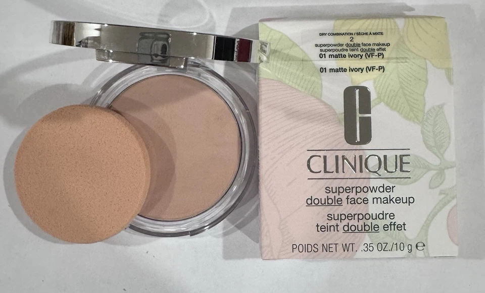 New in Box! Clinique Superpowder Double Face Makeup ~ 01 Matte Ivory ~ Full Size - Image 1 of 1
