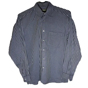 Ermenegildo Zegna Button Up Dress Shirt (Size Large) Men's Striped Designer VTG - Picture 1 of 14