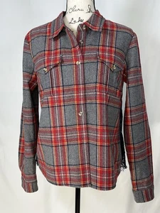 Camisa boho Sundance de franela de lana a cuadros con encaje trasero manga larga para mujer talla 10 - Imagen 1 de 7