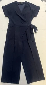 Banana Republic Short Sleeve Jumpsuit Size 4 Surplice Tip Navy Blue - Picture 1 of 5