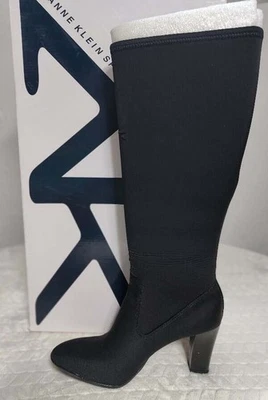 Botas Negras Altas Anne Klein Sport AKELEK 8 1/2 M 8.5 Elásticas Cremallera Neopreno Foto 1 de 4
