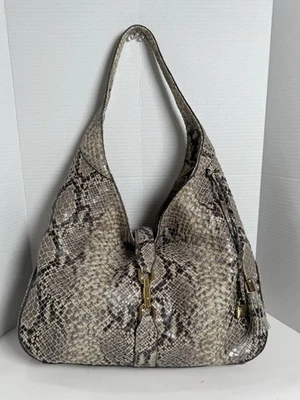 GILI Piel de Serpiente Hobo Cuero Cartera Gris Crema Bolso de Mano Foto 1 de 4