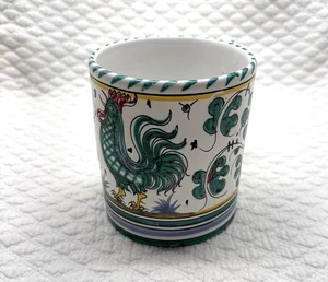 Deruta Orvieto grüner Hahn Keramik 16 Unzen GROSSER BECHER - Bild 1 von 5