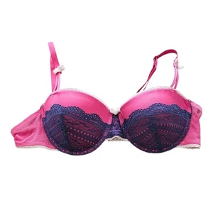 Vintage Y2K Native Intimates Womens Sz 36B Padded Push Up Bra Pink w/ Lace - Picture 1 of 5