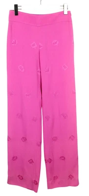 EMPORIO ARMANI Trousers Women's IT 40 Embroidered Zip Fly Flared Pink - Image 1 of 4