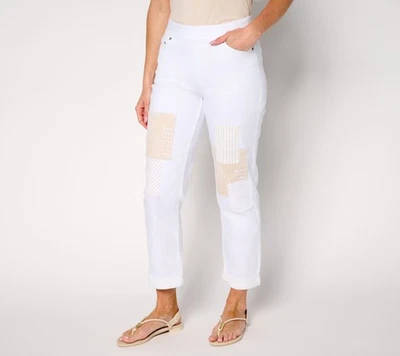 LOGO by Lori Goldstein Women's Plus Sz Pants 18 Regular Pull-On White A692543 - Image 1 of 4