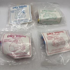 Set completo giocattoli Happy Meal McDonald's Crazy Vehicles vintage nuovi con scatola 1991 - Foto 1 di 9