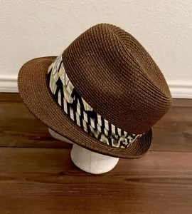 Casual Outdoor Summer Beach Sun Mens Cap Fedora Brown Panama Hat -OS 22" - Picture 1 of 5