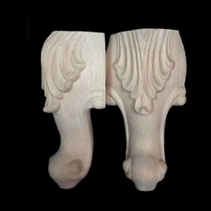 4pcs Wooden Furniture Replacement Legs Feet Bookcases Cabinet Footstool Carved - Picture 1 of 5