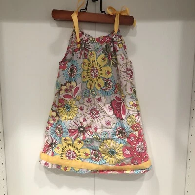 HANNA ANDERSSON многоцветный цветочный узор наволочка платье ~ девочки размер 100/4 - Изображение 1 из 3