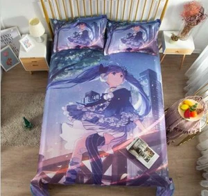 Miku Hatsune Vocaloid Anime bettlaken betttücher Sheet Bedsheet +Kopfkissenbezug - Picture 1 of 11