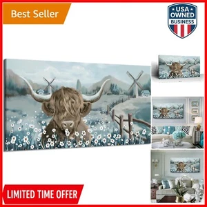 Highland Cow Wall Art Canvas Rustic Farmhouse Bedroom Living Room 24x48 - Picture 1 of 10