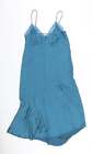 Pull&Bear Womens Blue Polyester Slip Dress Size M V-Neck Pullover - Lace Trim