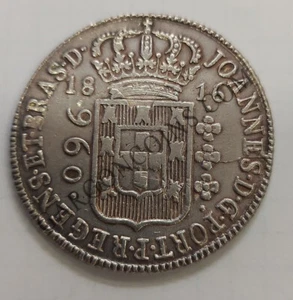 Portugal Joannes VI 960 Reis del 1816 acuñada sobre 8 reales españoles - Imagen 1 de 2