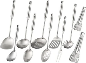 18/10 Stainless Steel Kitchen Utensils Set - 15” All Metal Cooking Tools - Picture 1 of 8