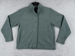 Woolrich Jacket Women Medium Teal Polyester Rayon Fleece Button Up Mock Neck - Picture 1 of 14