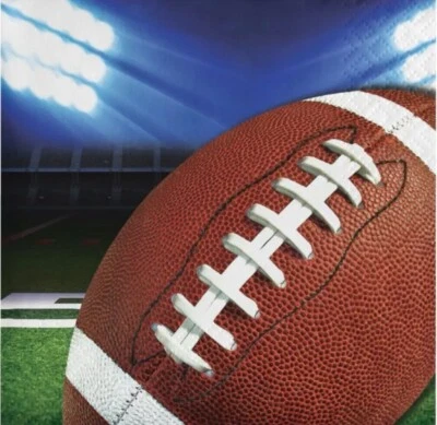 Football Party Beverage Napkins Paper 16 Pack 5" x 5" Football Party Tableware - Image 1 of 3