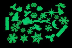 30 Piece Glow in the Dark Christmas Wall Decor Shapes - Picture 1 of 3
