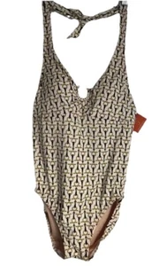 Nuevo traje de baño de una pieza Lands’ End Horsebit azul dorado para mujer 4 sin cables G11 $79 - Imagen 1 de 11