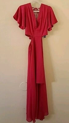 Maxi Vestido XOXO Junior Talla Mangas Acampanadas 2 Niveles Frambuesa NUEVO NUEVO CON ETIQUETAS Foto 1 de 4