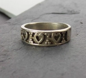 Heart Love Band Vintage Sterling Silver Ring Handmade 925 Silver 4.2 grams - Picture 1 of 9